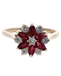 Diamond and Ruby Starburst Ring
