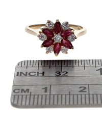 Diamond and Ruby Starburst Ring