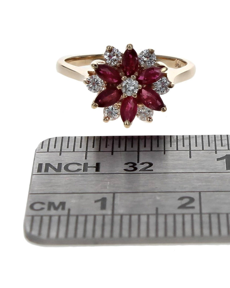 Diamond and Ruby Starburst Ring