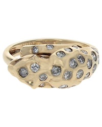 Diamond Leopard Ring with Ruby Eyes