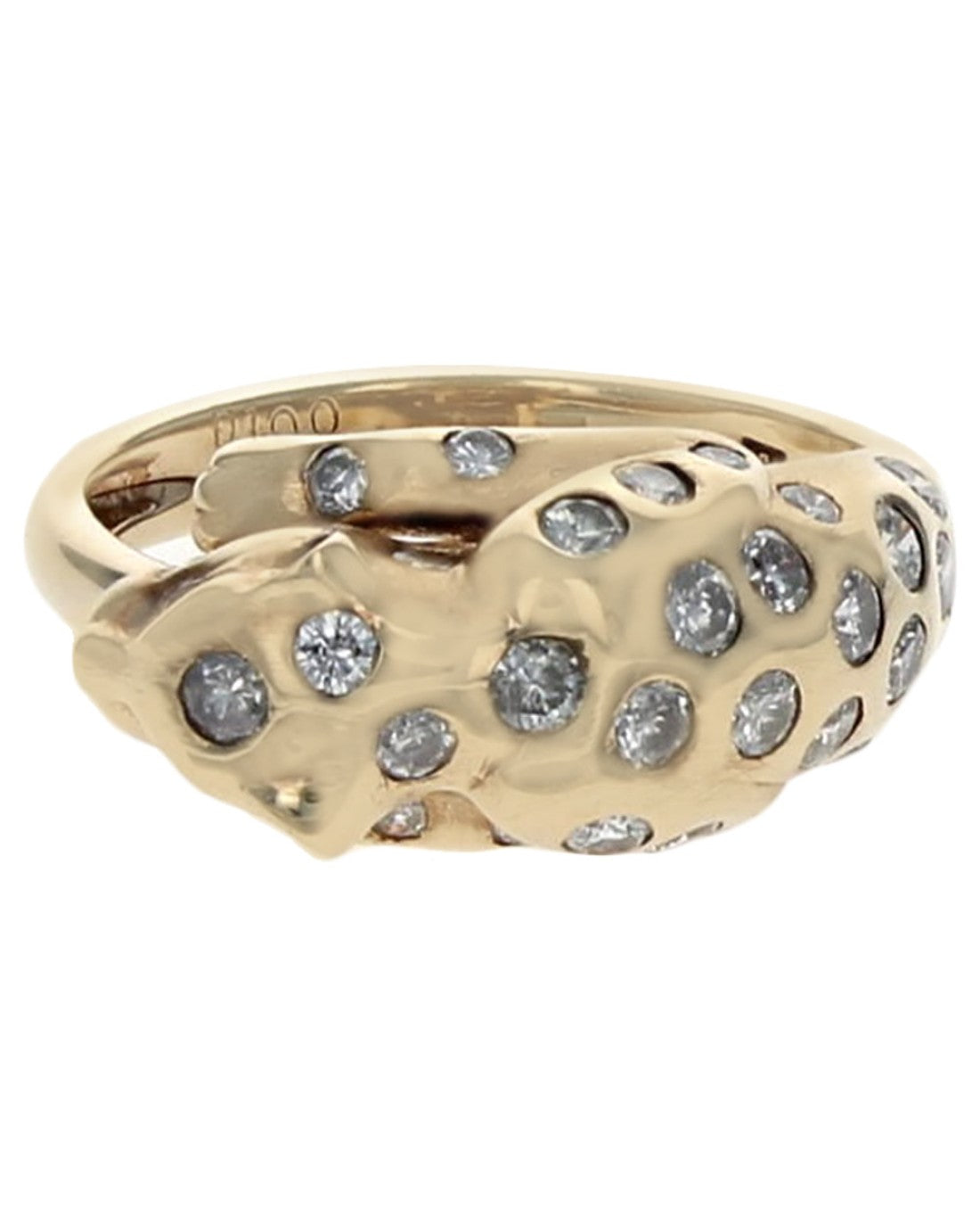 Diamond Leopard Ring with Ruby Eyes