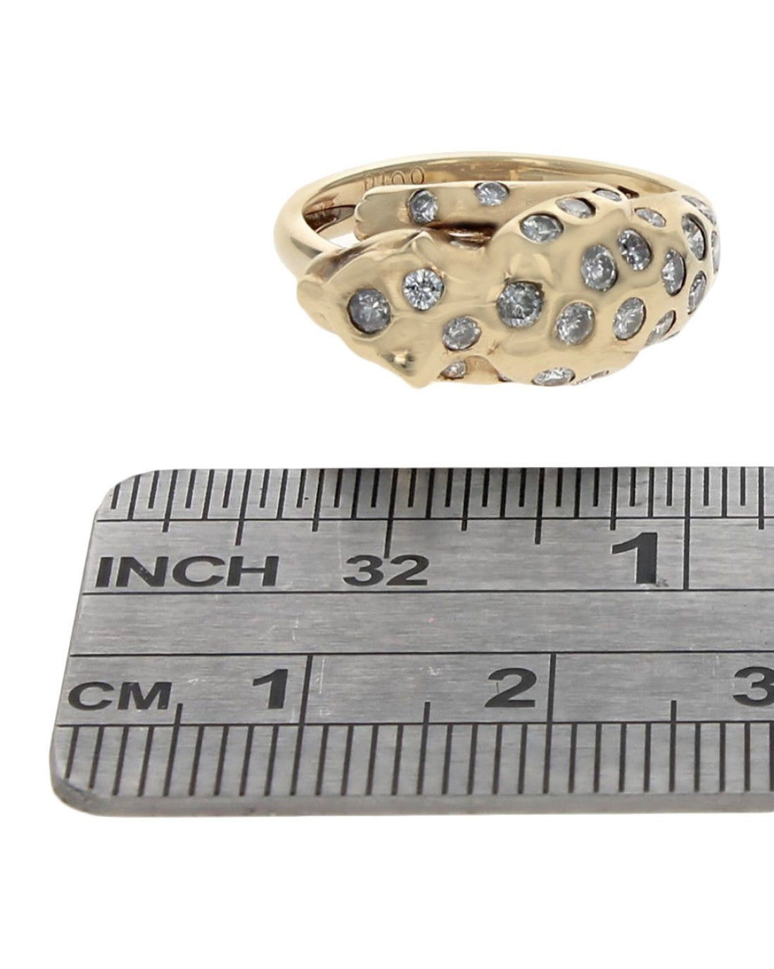 Diamond Leopard Ring with Ruby Eyes