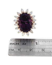 Oval Amethyst Diamond Halo Cocktail Ring