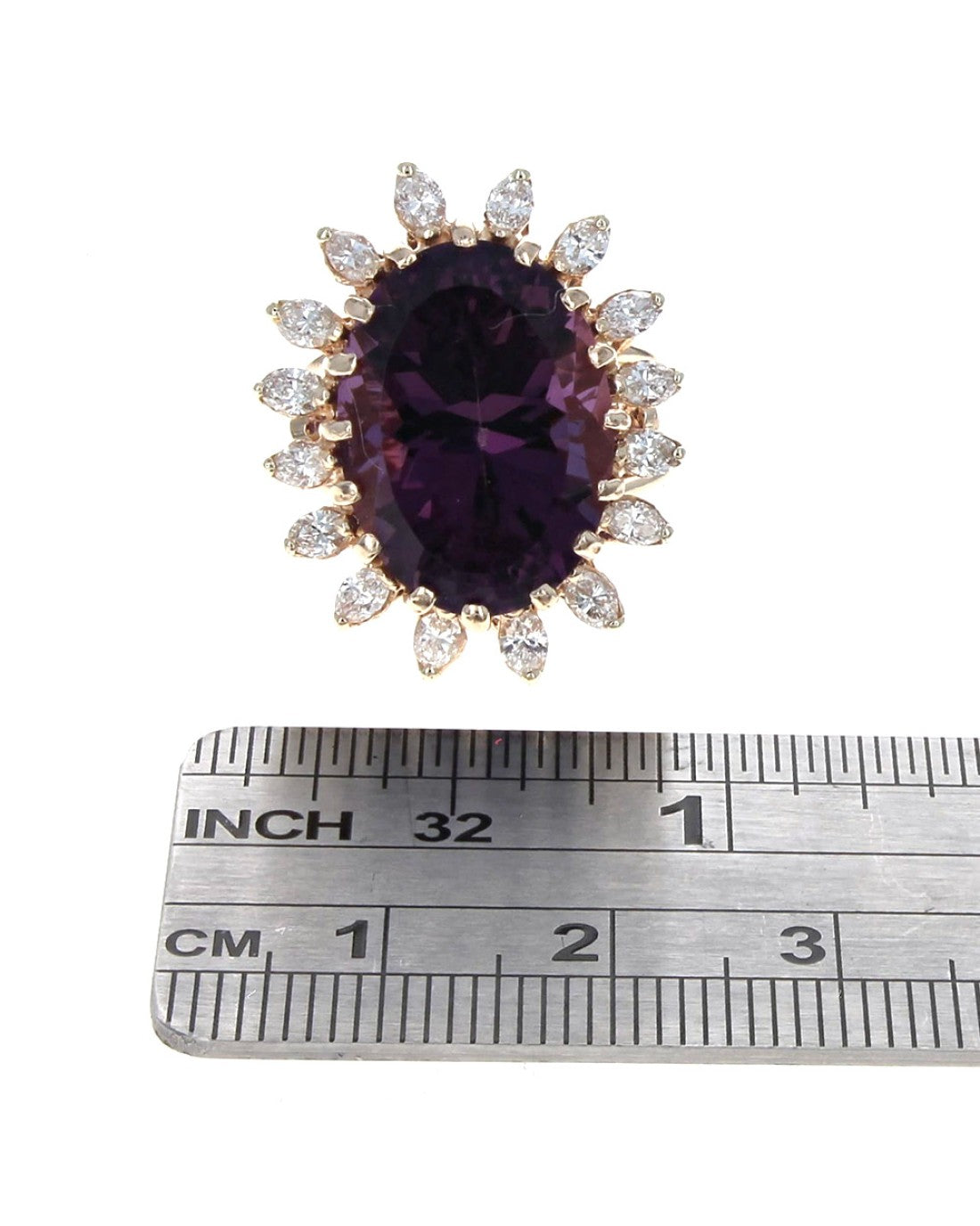 Oval Amethyst Diamond Halo Cocktail Ring