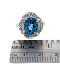 Swiss Blue Topaz and Diamond Ring