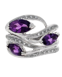Amethyst and Diamond Open Fashion Ring