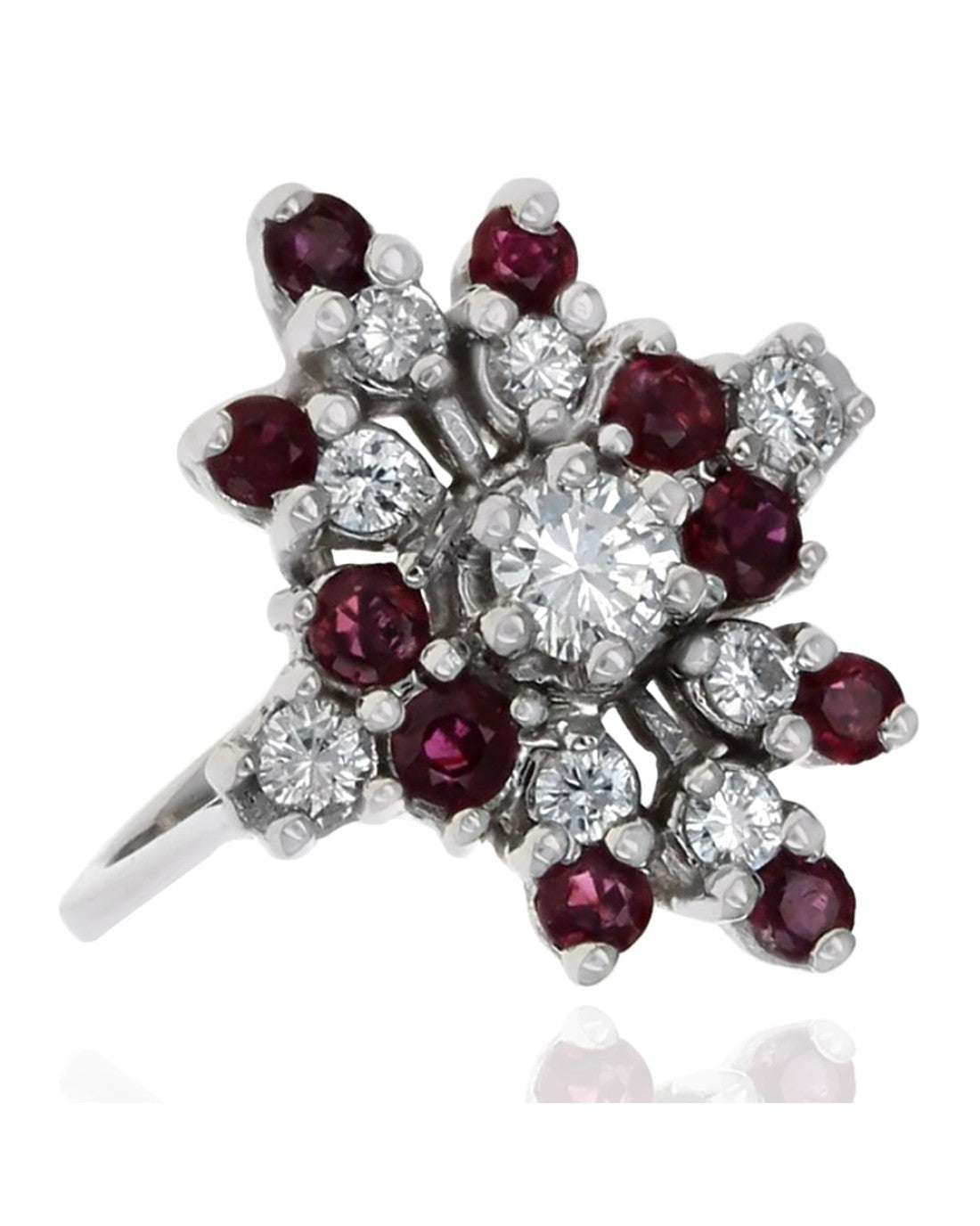 Diamond and Ruby Cluster Ring