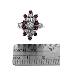 Diamond and Ruby Cluster Ring