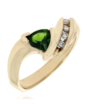 Chrome Diopside and Diamond Ring in Gold