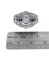 Vintage Diamond and Sapphire Shield Shaped Ring
