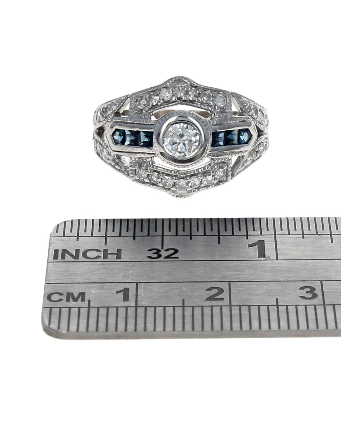 Vintage Diamond and Sapphire Shield Shaped Ring