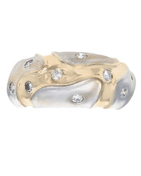 High Polish and Satin Finish Diamond Dome Ring