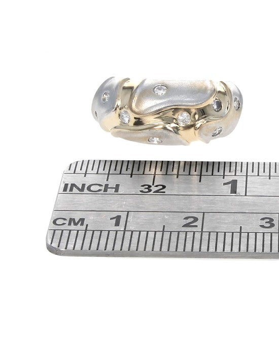 High Polish and Satin Finish Diamond Dome Ring