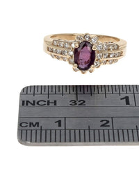 Purple Sapphire and Diamond Halo Ring