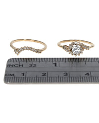 Diamond Bypass Wedding Set in White and Yellow Gold