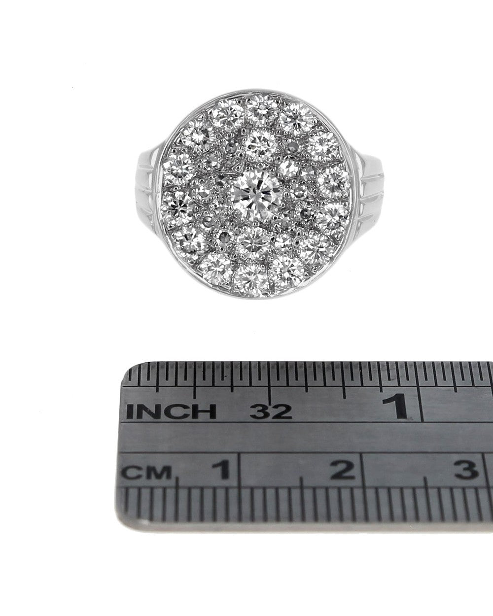 Gentlemans Round Top Diamond Cluster Ring