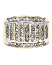 Multi-Row Diamond Tapered Band in White and Yellow Gold