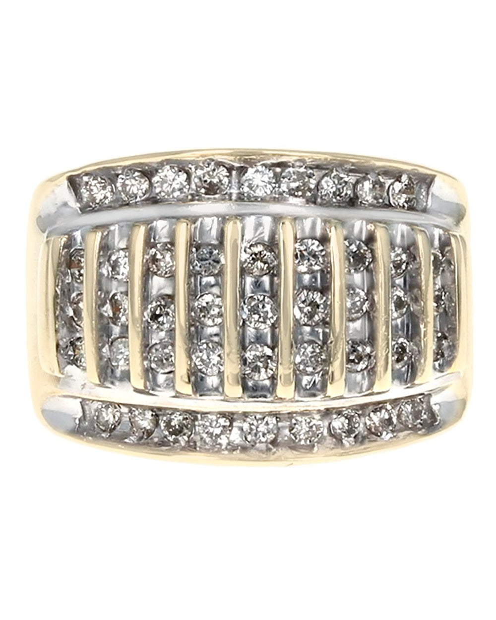 Multi-Row Diamond Tapered Band in White and Yellow Gold