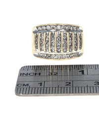 Multi-Row Diamond Tapered Band in White and Yellow Gold