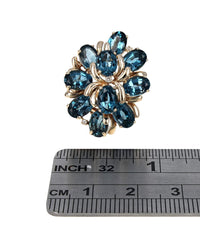 London Blue Topaz and Diamond Flower Cluster Ring