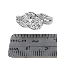 3-Stone Diamond Bypass Ring in White Gold