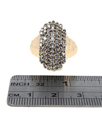 7-Row Diamond Cluster Ring in Yellow Gold