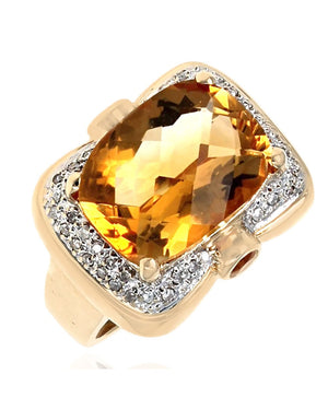 Citrine and Diamond Fashion Ring in Yellow Gold