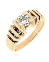 Multi Row Diamond Engagement Ring in Yellow Gold