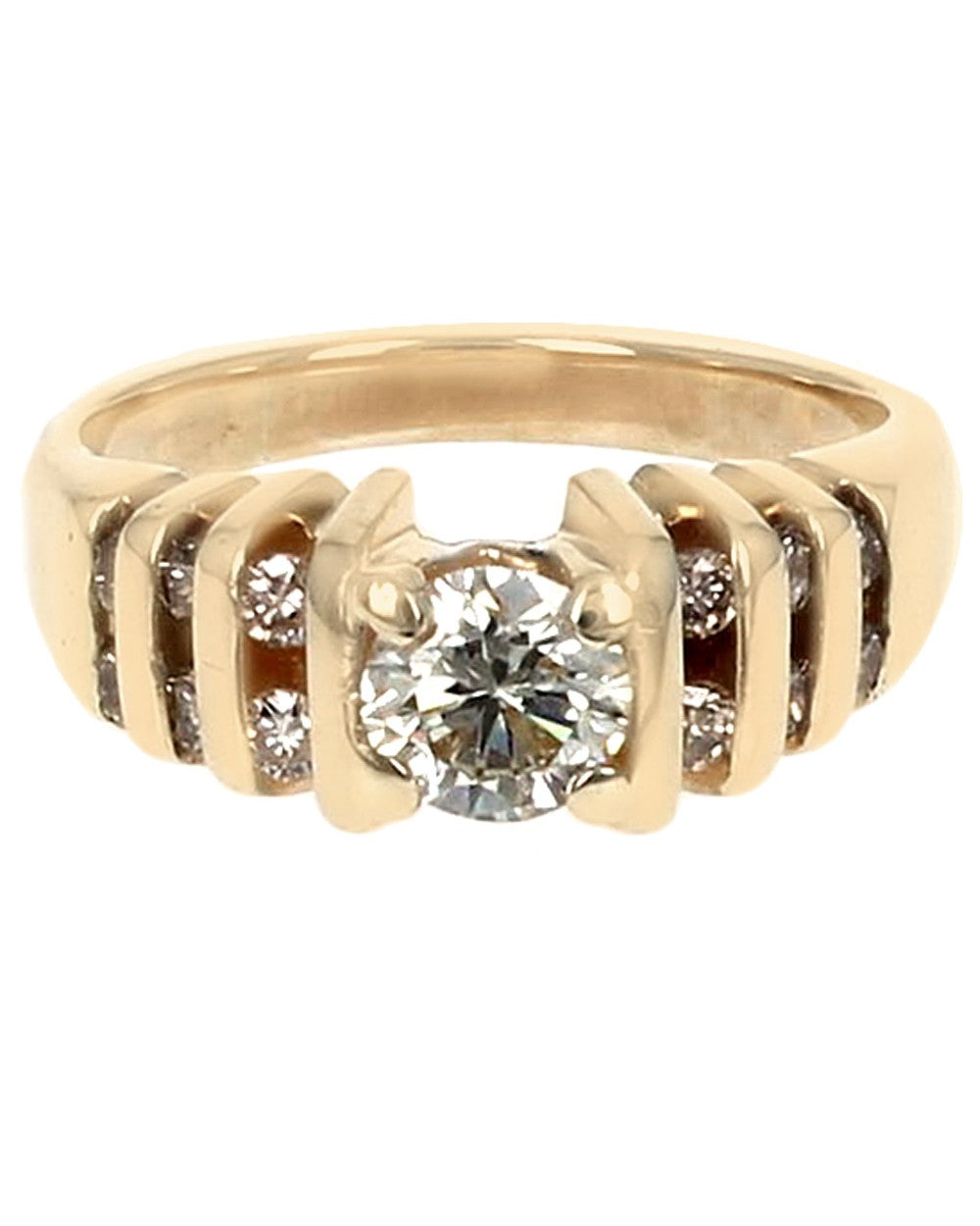 Multi Row Diamond Engagement Ring in Yellow Gold