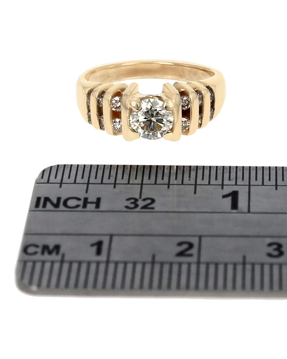 Multi Row Diamond Engagement Ring in Yellow Gold