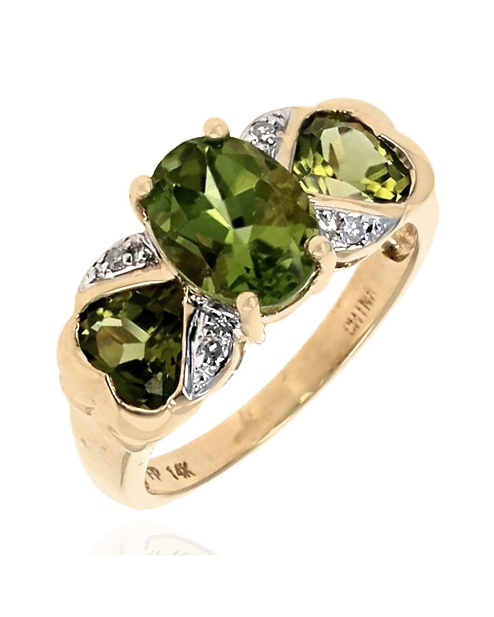 Peridot and Diamond Accent Ring in Yellow Gold