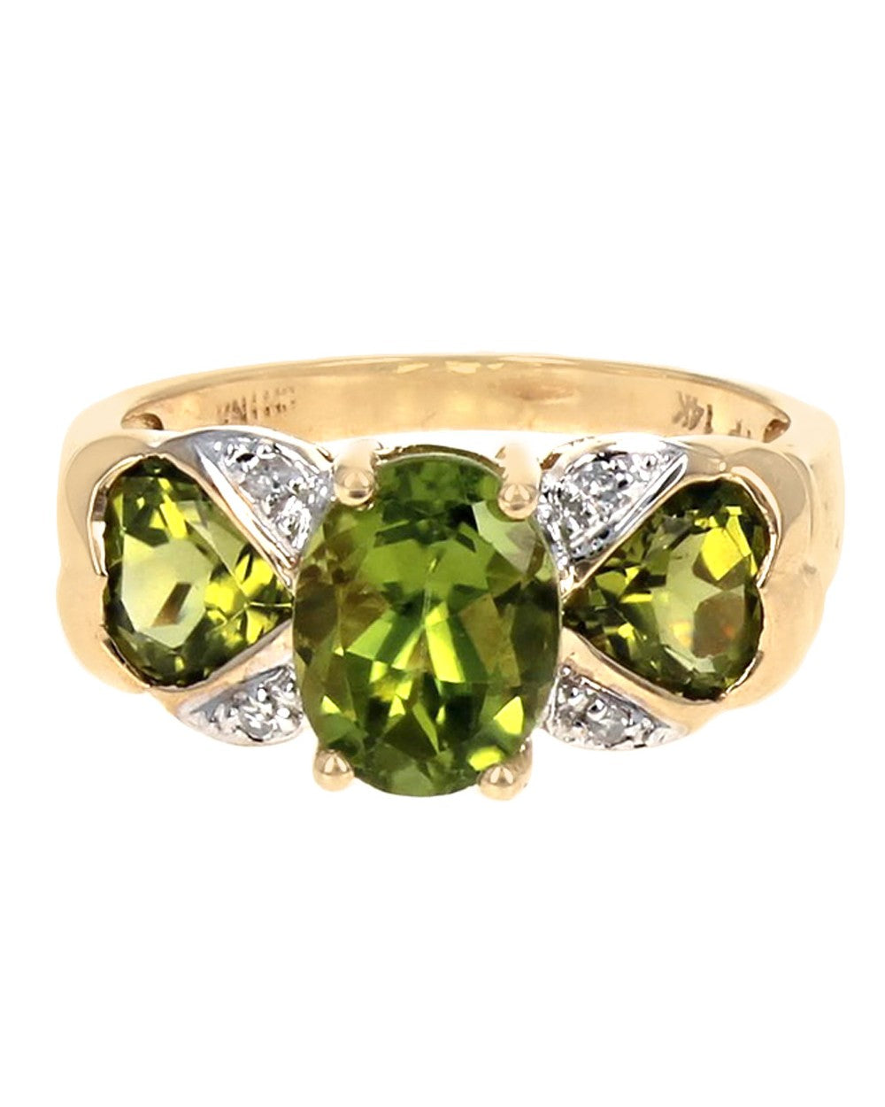 Peridot and Diamond Accent Ring in Yellow Gold