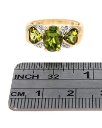 Peridot and Diamond Accent Ring in Yellow Gold