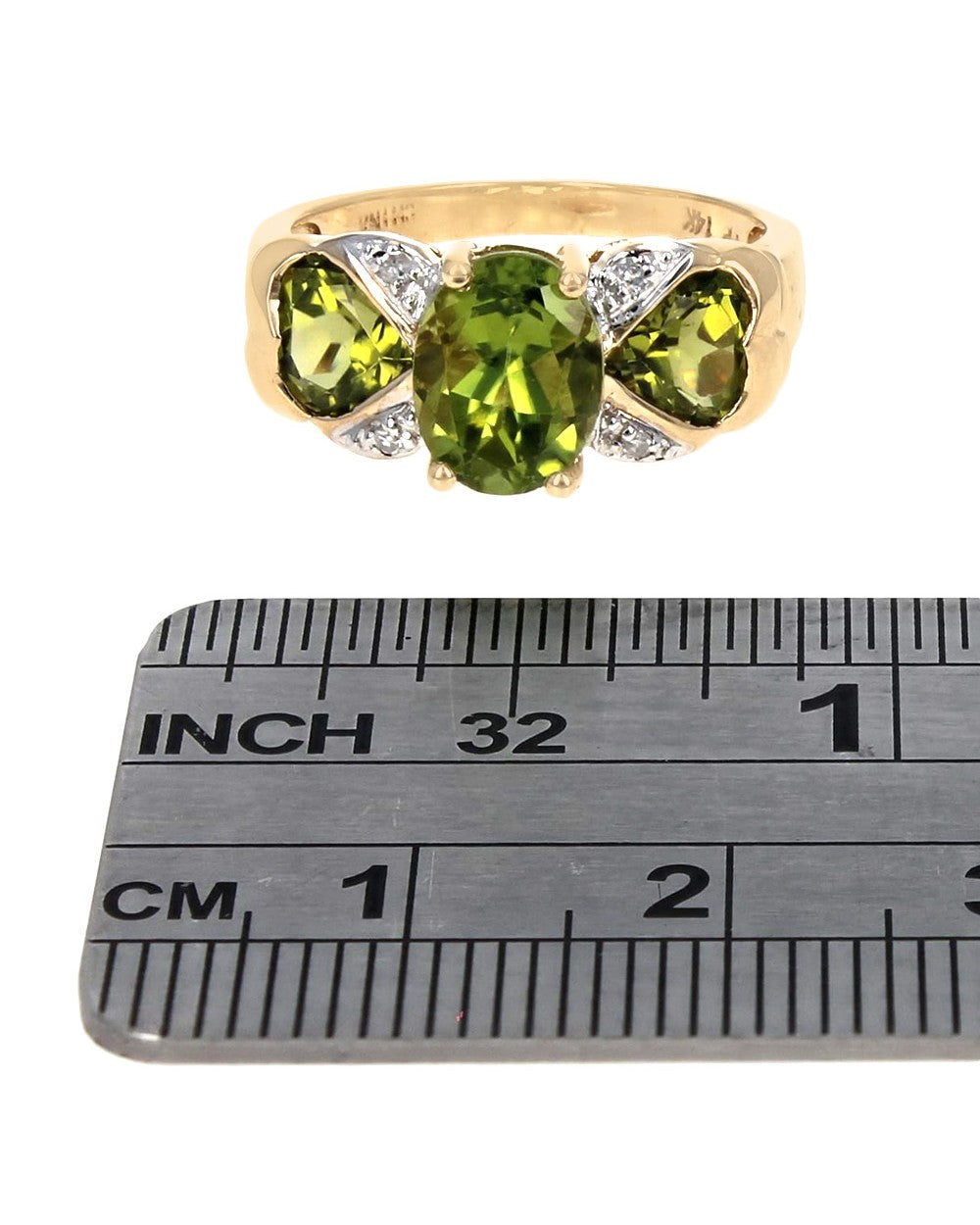 Peridot and Diamond Accent Ring in Yellow Gold