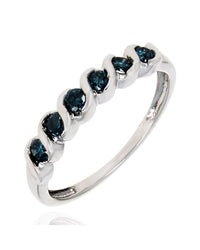 Irradiated Blue Diamond Ring in White Gold