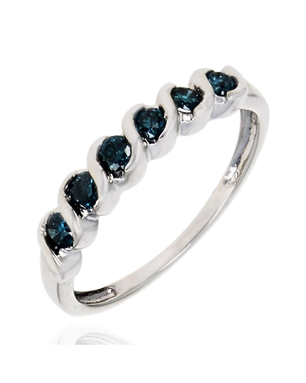 Irradiated Blue Diamond Ring in White Gold