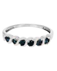 Irradiated Blue Diamond Ring in White Gold