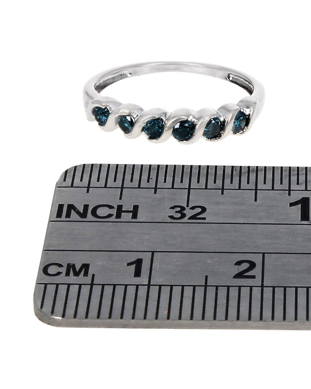 Irradiated Blue Diamond Ring in White Gold
