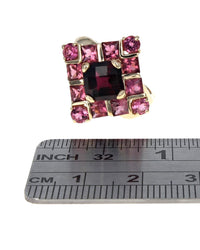 Garnet and Pink Tourmaline Kite Shape Ring in Yellow Gold
