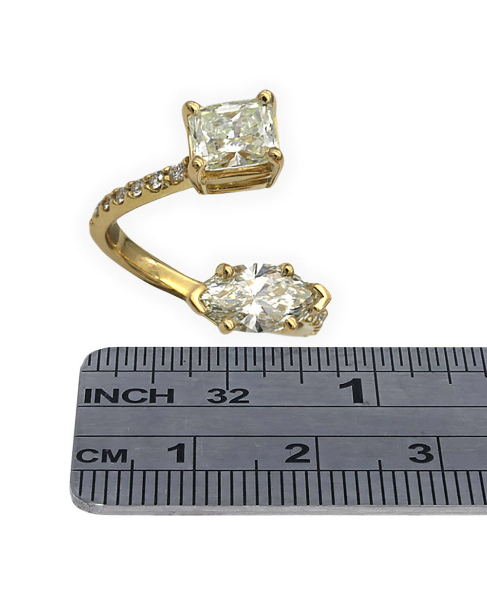 Custom Made Diamond Radiant & Marquise Bypass Ring in 18KY