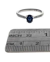 Blue Sapphire and Diamond Ring in White Gold