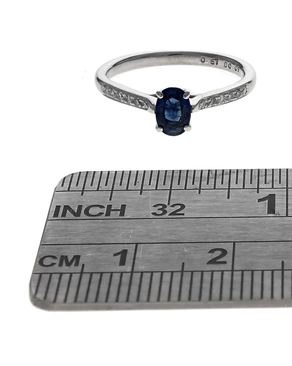 Blue Sapphire and Diamond Ring in White Gold
