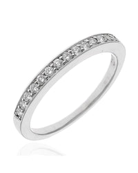 Diamond Milgrain Accent Tapered Band in White Gold