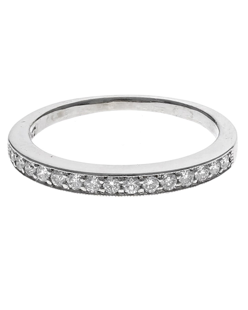 Diamond Milgrain Accent Tapered Band in White Gold