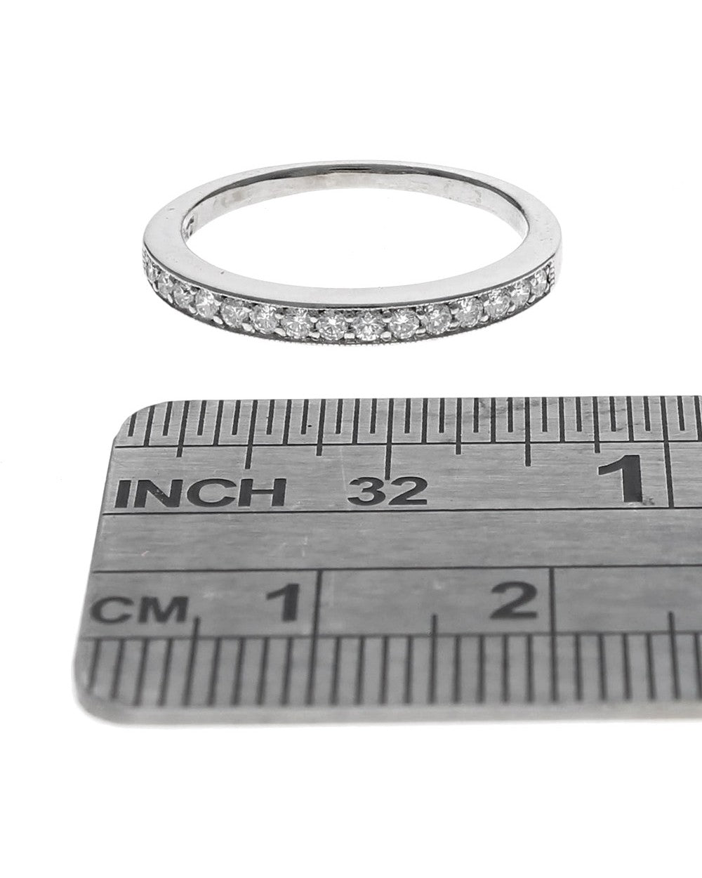 Diamond Milgrain Accent Tapered Band in White Gold