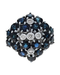 Sapphire and Diamond Cluster Ring