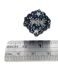 Sapphire and Diamond Cluster Ring
