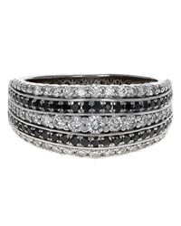 5 Row Alternating White and Black Diamond Band