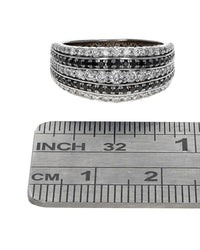 5 Row Alternating White and Black Diamond Band