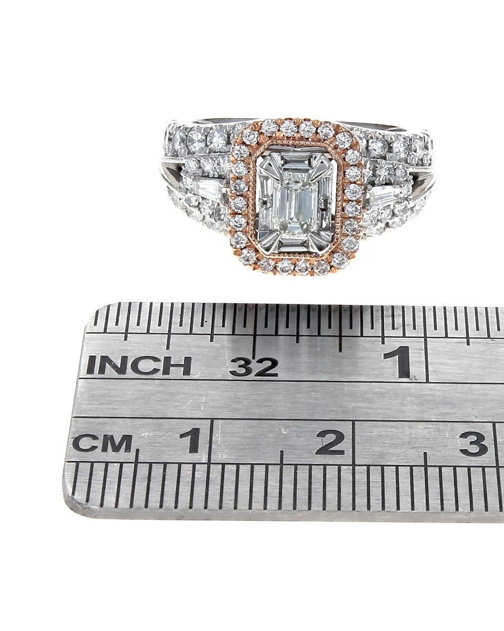 Emerald Cut, Round and Baguette Diamond Ring